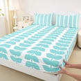 thumbnail image 3 of Homewish Teens Cartoon Leaf Full Size Sheets, White Cyan Bed Sheets, Chic Plant Botabical Sheet Sets, Lightweight Room Decor, 4 Pieces, 3 of 7
