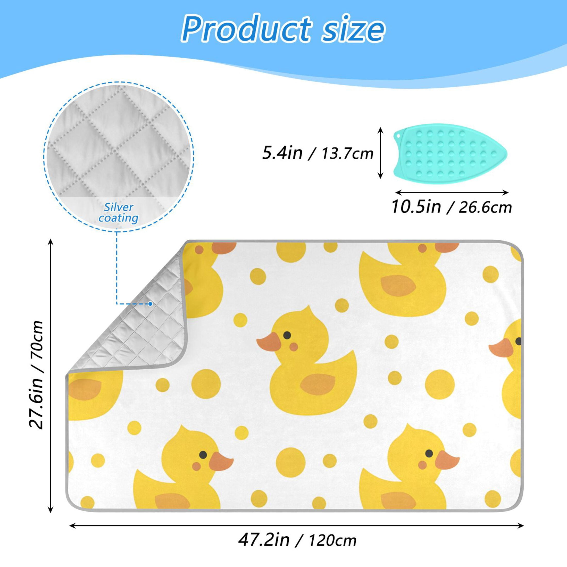 Cute Yellow Ducks Dots Cartoon Ironing Mat Blanket Portable Travel Ironing Pad Heat Resistant Pad 47.2" x 27.6”