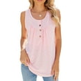 thumbnail image 2 of FAIWAD Women's Summer Sleeveless Top Loose Casual Round Neck Pleated Blouses Plus Size Button Up Tank Top, 2 of 5