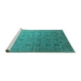 thumbnail image 2 of Ahgly Company Machine Washable Indoor Square Oriental Turquoise Blue Industrial Area Rugs, 5' Square, 2 of 4