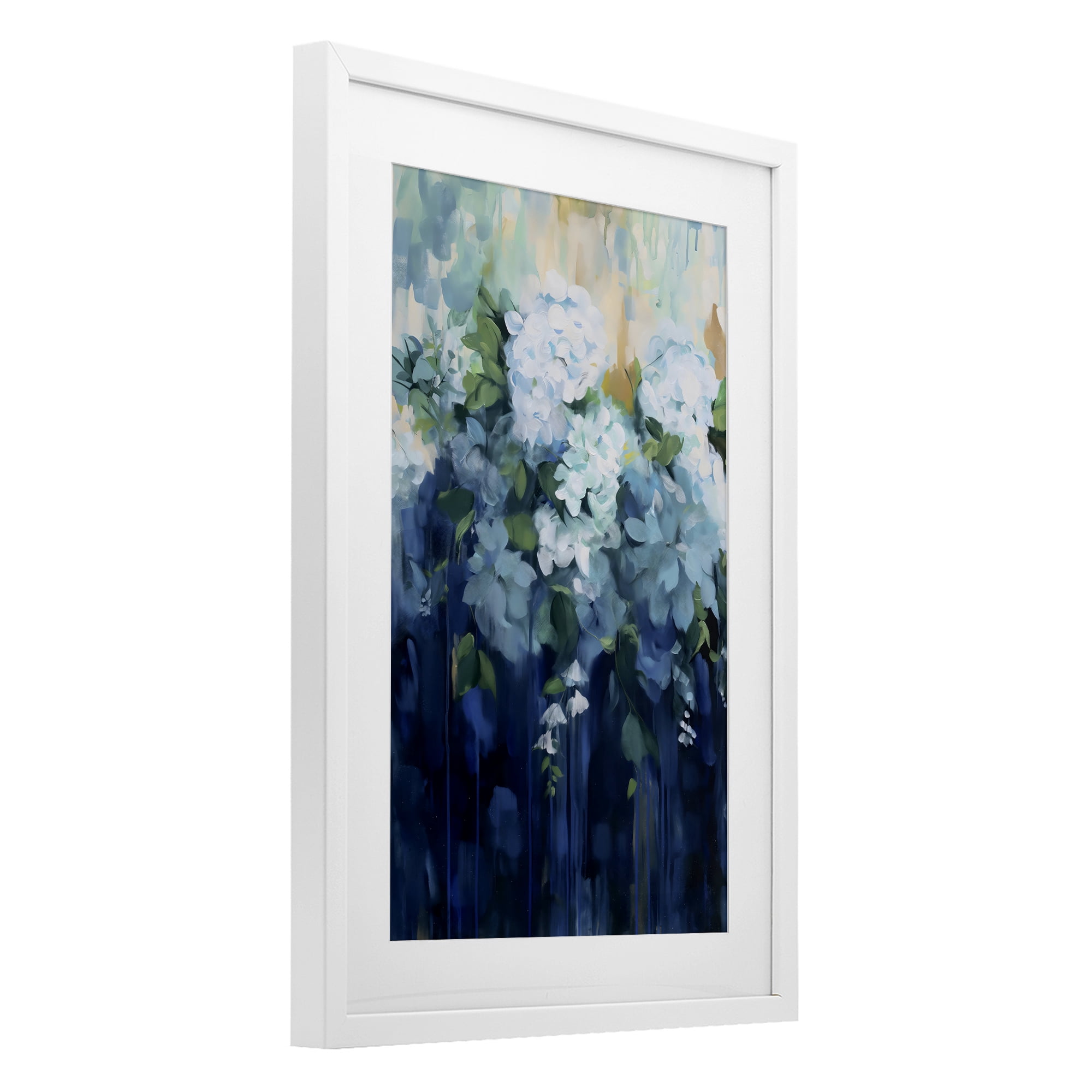 Stupell Industries Lush Blue Hydrangea Abstract White Framed Print Under Glass, design by Gina Kelly