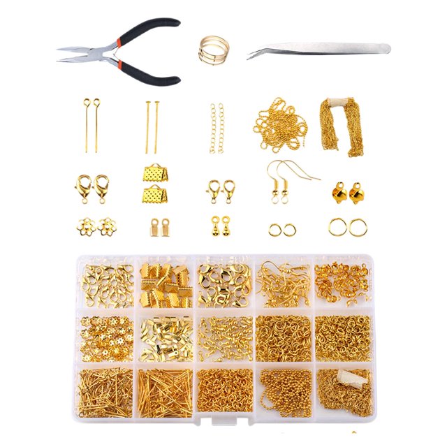 Pendientes para hacer hallazgos Ganchos para pendientes mixtos Fabricación de joyas Suministros de reparación de collares Alicates para pendientes Accesorios de reparación de - Oro
