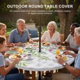 thumbnail image 3 of Round Outdoor Tablecloth with Umbrella Hole and Zipper, Colorful Flowers Tablecloth with Elastic Waterproof, Spring Floral Leaves Botanical Gray Plaid Patio Table Covers for 55" - 60" Pool Tables, 3 of 9