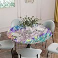thumbnail image 5 of Abstract Geometric Round Tablecloth for 36-44 Inch Tables,Fitted Table Cover with Elastic Edge,Modern Marble Abstract Art Aesthetics Waterproof Outdoor Table Cloth Protector for Patio Garden Dinner, 5 of 9
