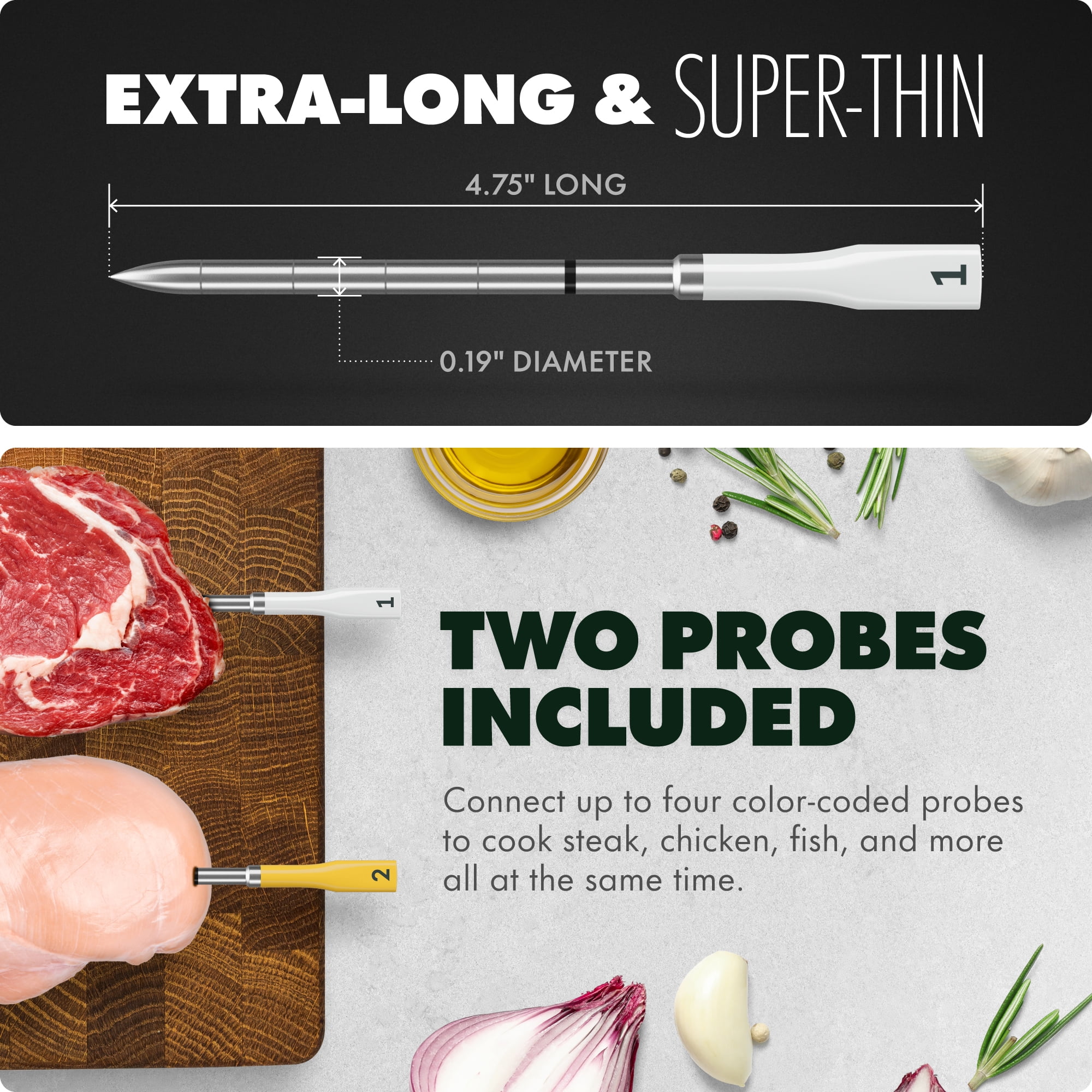 iQ Sense by CHEF iQ Smart Wireless Thermometer, WiFi Unlimited Range, 5 Sensors, 2 Ultra-Thin Probes - 2025 Version, Gen 3