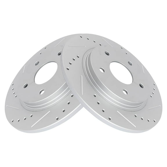 TRQ Performance Drilled & Slotted Rear G-Coated Disc Brake Rotor Pair