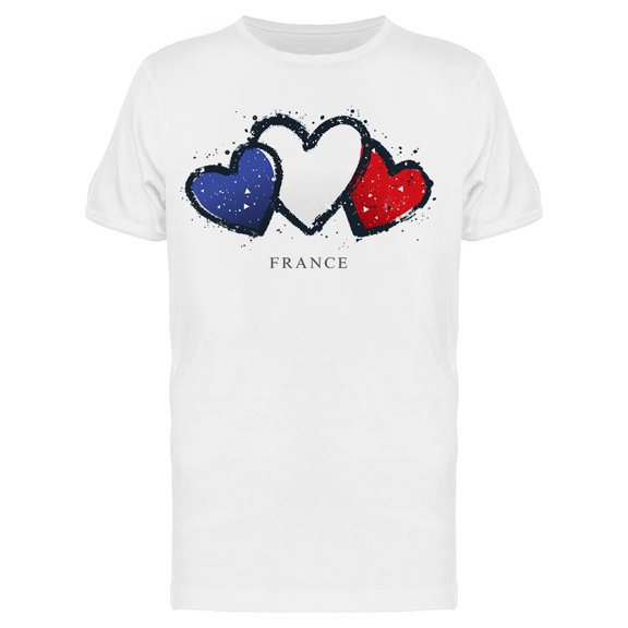France Colors Flag Hearts Tee Men's -Image by Shutterstock