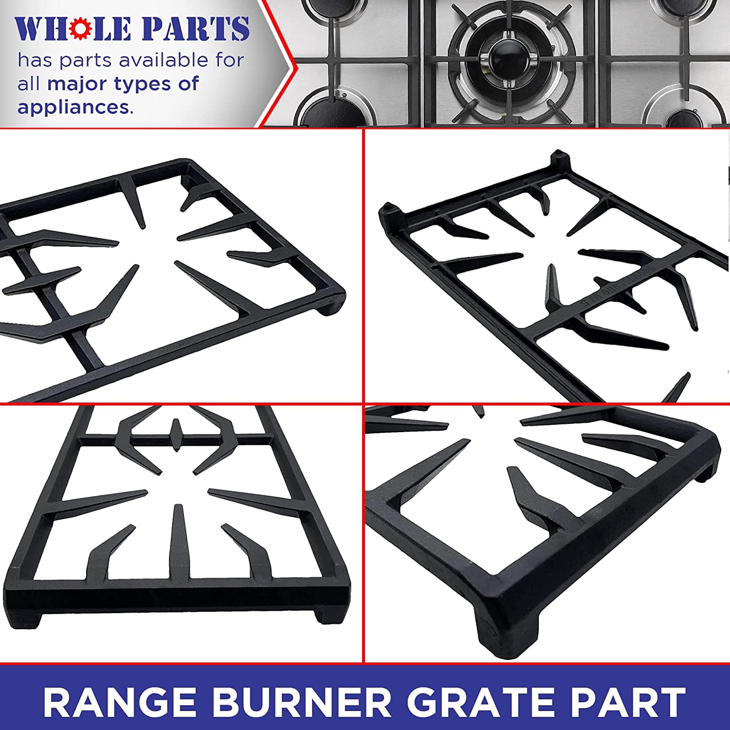 Whole Parts 00145306 Range Burner Grate - Replacement and Compatible with Some Thermador and Bosch Ranges - 2 Yr Warranty