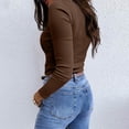 thumbnail image 7 of Resicozy Womens Long Sleeve Square Neck Ribbed Fitted Casual Tops Tee Slim Fashion Solid Color Basic Shirts Coffee XL, 7 of 7