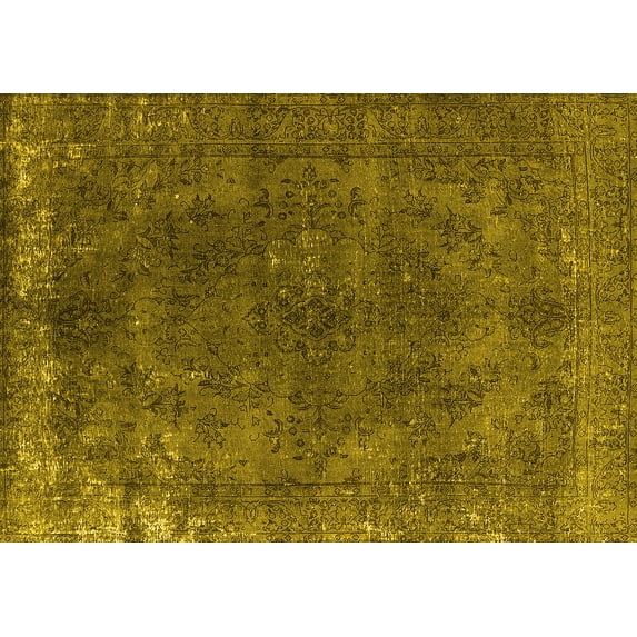 Ahgly Company Indoor Rectangle Oriental Yellow Industrial Area Rugs, 6' x 9'