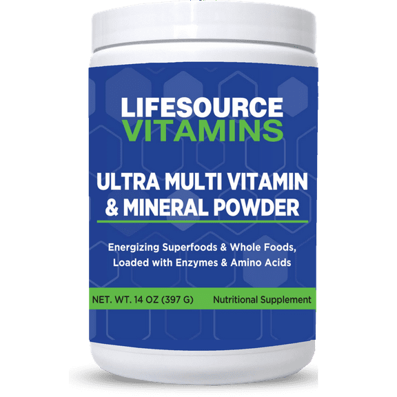 LifeSource Vitamins Ultra Mineral & Multivitamin Powder with Superfoods – Naturally Flavored Vitamin Powder - 14 oz