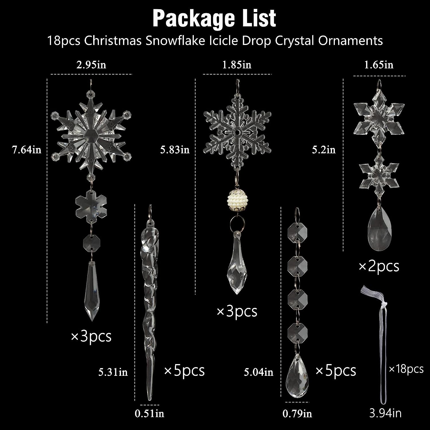 OuMuaMua 18-Piece Crystal Acrylic Snowflake Ornaments photo 8