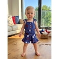 thumbnail image 3 of Cenuakty Independence Day Newborn Baby 12M 18M 24M 2T 3T 4T 5T Girl Jumpsuit Classic Star Print Sleeveless Tie up Strap Suspender Shorts with Belt, 3 of 9