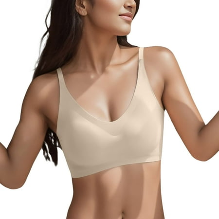 

CAICJ98 Lingerie for Women Women s Comfortable Summer Traceless No Steel Ring Wrapped Comfortable Maximum Support Sports Bras for (Beige L)