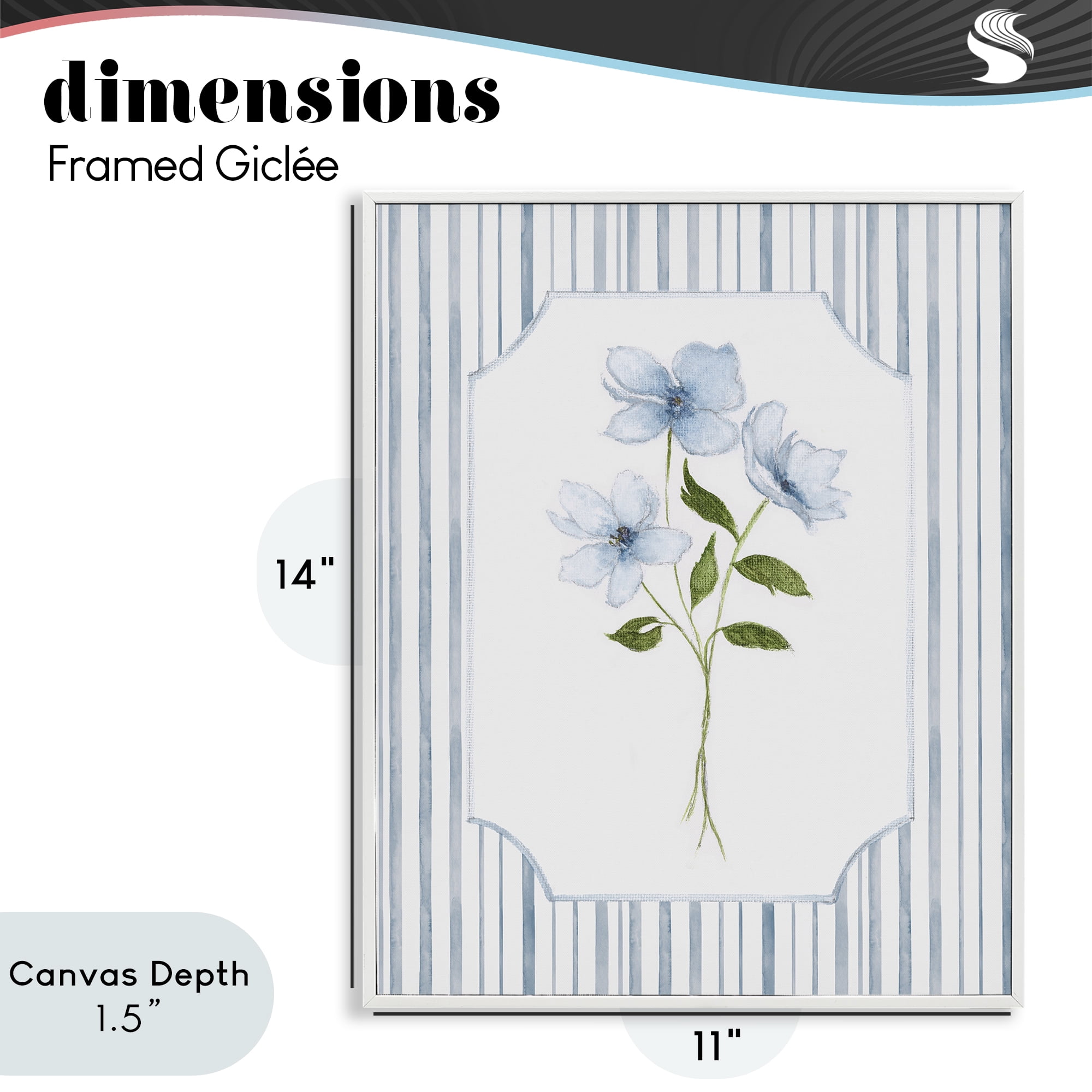 Stupell Industries Soft Blooms & Stripes White Framed Giclee Art, design by Tava Studios
