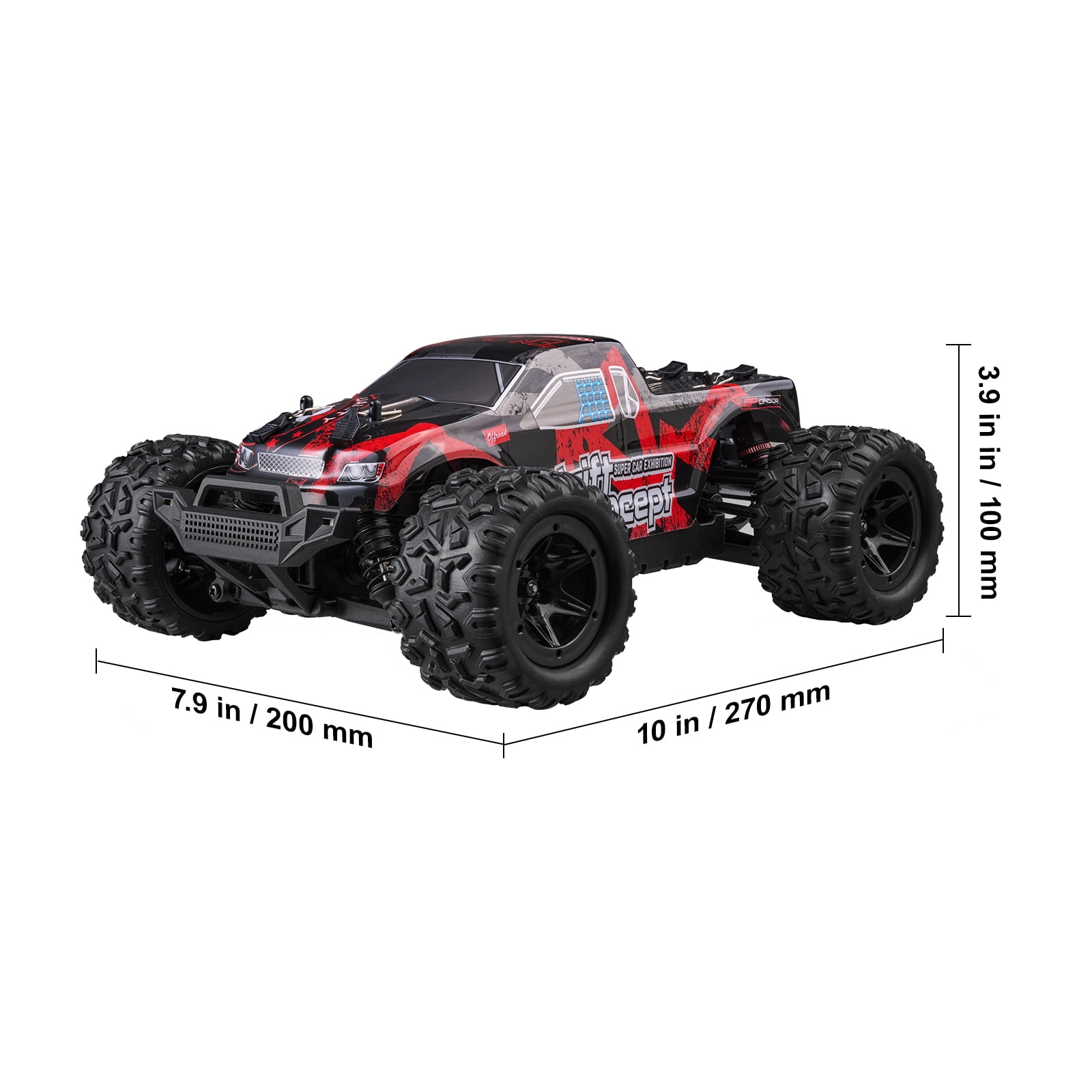 KFFKFF Wireless Operated Vehicle, Kid's RC Car in 1:18 Scale, 4WD Monster Truck for All Terrains, Equipped with 45° Wheelie & Dual Batteries, Achieves 36 km/h Speed, Perfect Present