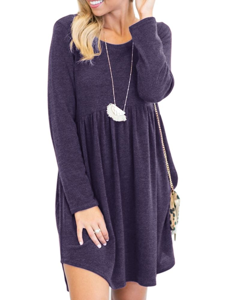 YIJIN Womens O-Neck Short Sleeve Maxi Dresses Casual Loose Long Dresses with Pockets
