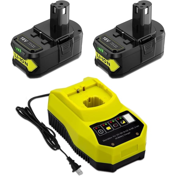 5.0Ah 18V Lithium‑Ion Replacement Battery with P117 12V‑18V Charger, Compatible with Ryobi ONE  P100 P101 P102 P103 P105 P107 P108