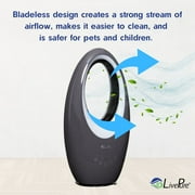 LivePure LP1700FAP Bladeless Auto-Duster, Oscillating Fan w/Filter, Graphite
