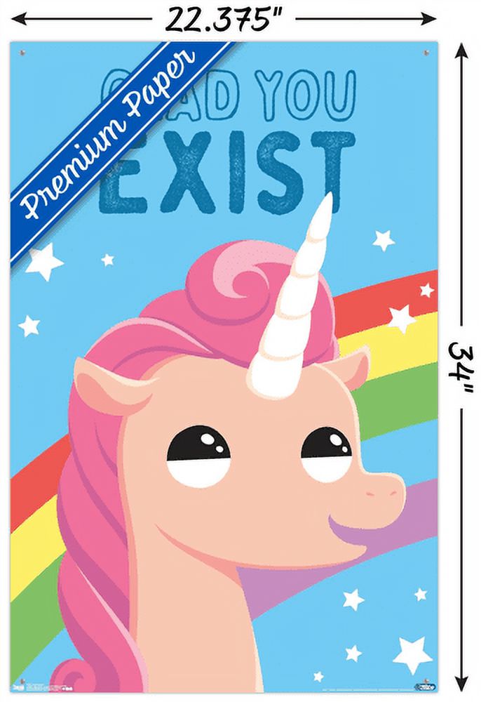 Glad You Exist Wall Poster with Push Pins, 22.375" x 34"