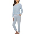 thumbnail image 3 of Pijamas, Triángulo en contraste Pijamas de jersey largo/Ropa de salón Suzicca Azul claro S, 3 of 7