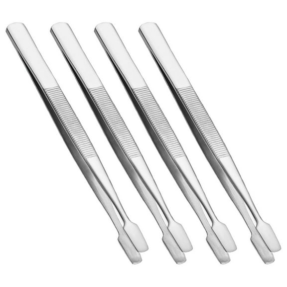 SEWCHICS flower print tweezers Stamp Tweezers Silver 4pcs for Precision Handling