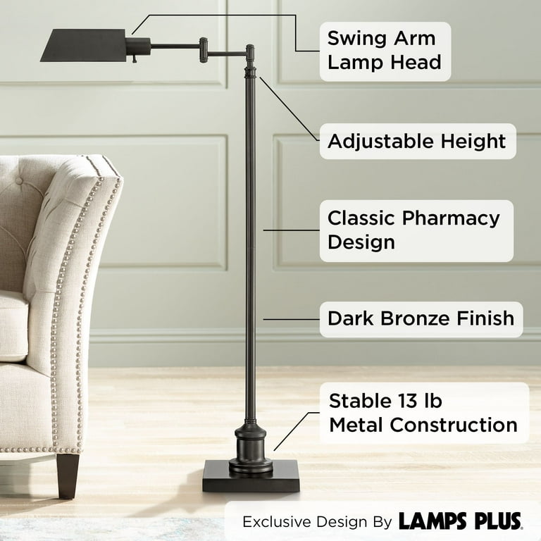 Regency Hill Jenson Traditional Pharmacy Swing Arm Floor Lamp 54