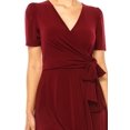 thumbnail image 5 of MOA COLLECTION Women's Stylish Solid Faux Wrap Dress with Deep V-Neck, 5 of 5