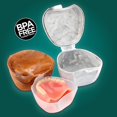thumbnail image 2 of Easy Open Denture Bath & Case, with Strainer Basket for Soaking, Cleaning, and Storage, Two Pack (Marble & Copper), 2 of 6