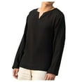 thumbnail image 2 of Tuphregyow Men's Cotton V Neck Casual Tops Clearance Quick Dry Regular Fit Basic Designed Shirts Work Office Hiking Blouse Solid Trendy Leisure Long Sleeve Loose Tunics New Style Black L, 2 of 6