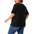 thumbnail image 3 of Agnes Orinda Women's Plus Size Top Short Sleeve Crew Neck Cotton Linen Blouses Top t Shirt 4X Black, 3 of 6
