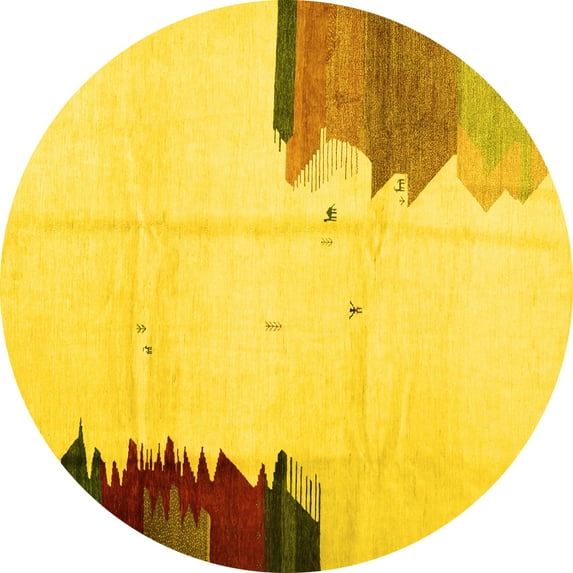 Ahgly Company Indoor Round Solid Yellow Modern Area Rugs, 5' Round