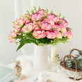 thumbnail image 6 of kkbbma under $5 Artificial Flowers Indoor Silk Flower Bouquet with Peony Flowers Summer Flower Arrangements for Wedding Home Table Centerpiece Cemetery Grave Vase Decor, 6 of 6