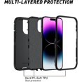 thumbnail image 3 of XUCP-pour Étui iPhone 14 Pro, Protection Robuste 3 Couches Antichoc Étui Rigide Anti-Poussière/chute Intégrale Durable Anti-Empreintes Digitales avec Protection de Port, Noir, 3 of 4