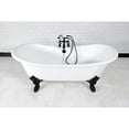 thumbnail image 2 of Aqua Eden VCT7DS7231NL0 72" Cast Iron Oval Double Slipper Clawfoot Tub (7" Faucet Drillings), White/Matte Black, 2 of 6