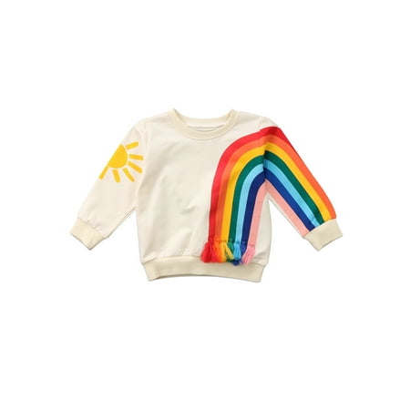 

RUEWEY Unisex Baby Sun and Rainbow Sweatshirt Autumn Cotton Long Sleeve Top