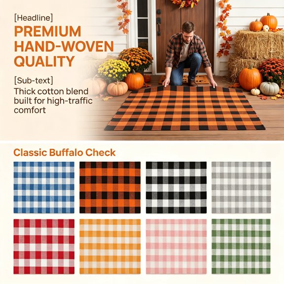 OVFUIZ Christmas Door Mat 31x20in Plaid Handwoven Washable Rug Christmas Welcome Mat for Front Porch Entryway Living Room Home Decorations