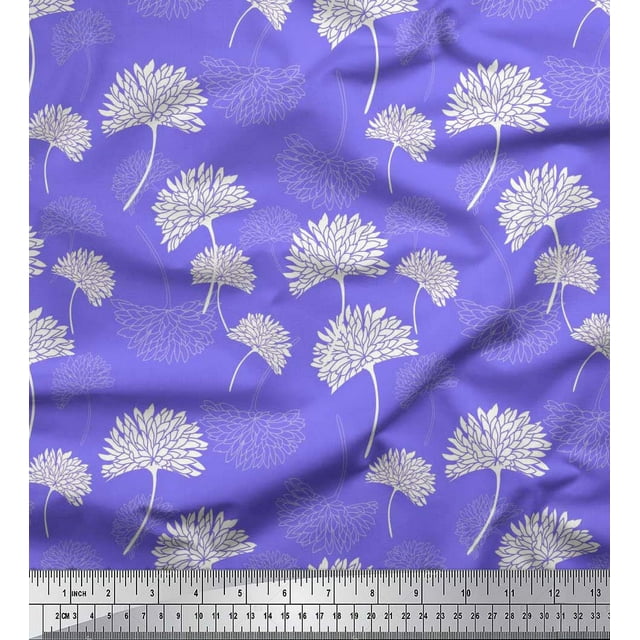 Soimoi Polyester Crepe Fabric Flower Artistic Print Fabric by The Yard 42 Inch Wide