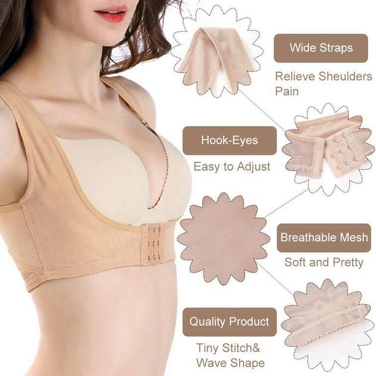Women Shapewear,Shaping Bra,Front 3-Breasted Bra,X-Strap Back Support  Corset,Adjustable Push Up Bra,Female Chest Posture Corrector Bustiers 