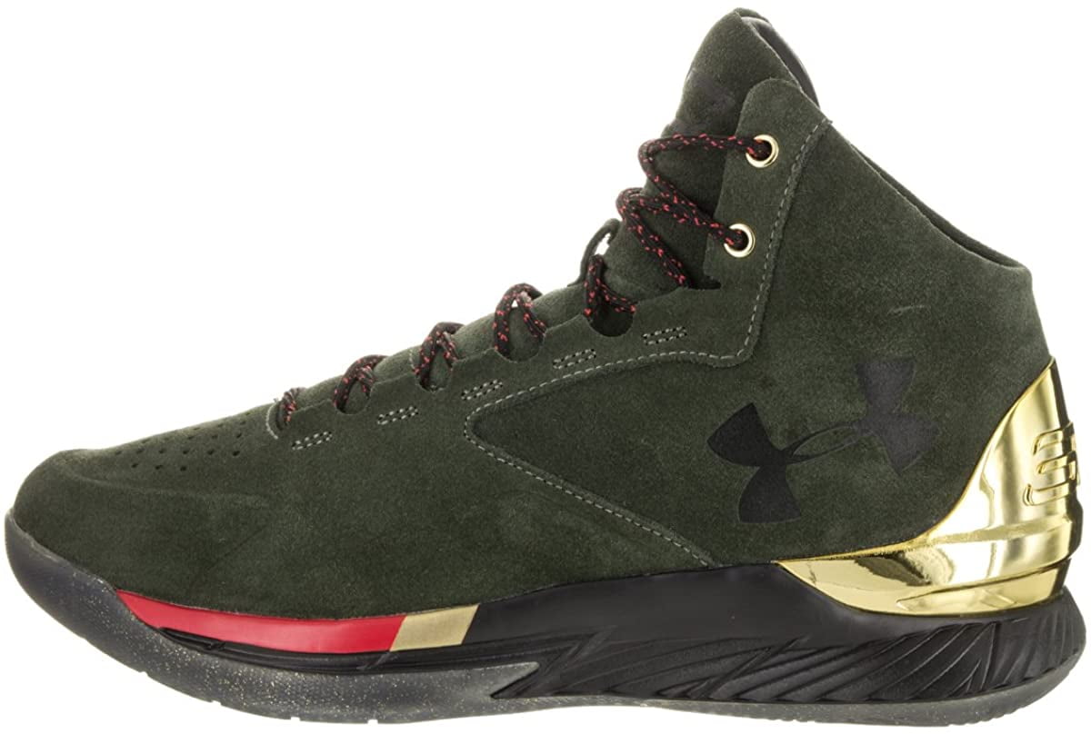 Mens Under Armour Curry 1 Lux Mid Suede Downtown Green Metallic