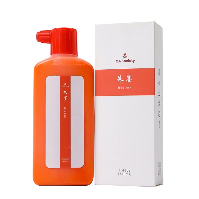 Tinta CA Society rojo chino y naranja para caligrafía, 250 ml
