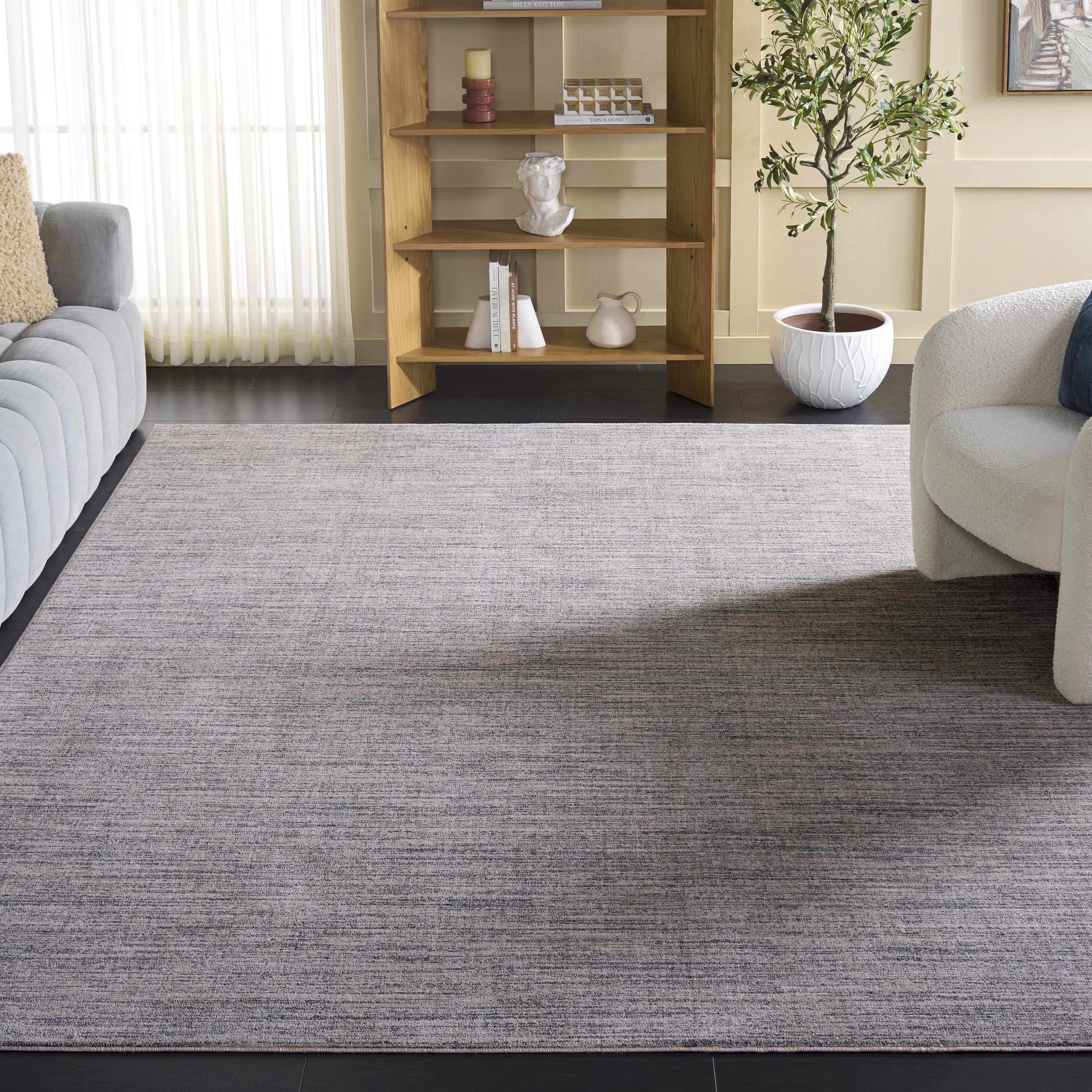 SAFAVIEH Dune Lailee Solid Machine Washable Area Rug, Grey/Grey, 9' x 12'