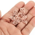 thumbnail image 3 of Uxcell Leaf Pendants, 50 Pack Metal Tree Leaf Beads Bulk Leaves Charm Mesh for Jewelry Making, Rose Gold, 3 of 7