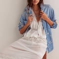 thumbnail image 4 of sicmoss Women's Blue Cotton Vintage Oversized Embroidered Denim Jacket Boho Loose Fit Button Down Casual, 4 of 7