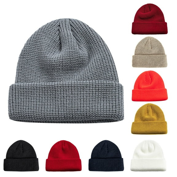 Unisex Winter Knit Hats Soft Warm Chunky Cabled Cuffed Beanies