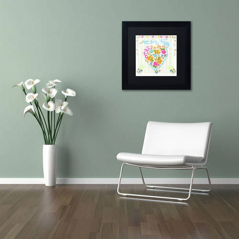 Trademark Fine Art "Love Heart" Canvas Art by Lisa Powell Braun, Black Matte, Black Frame