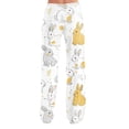 thumbnail image 5 of Hearthz Easter Pajama Pants Bunny Egg Hunt Print Women's Pj Bottoms Drawstring Straight Leg Lounge Pants for Women, 5 of 6