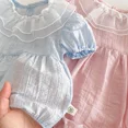 thumbnail image 4 of Ropa de verano para bebés de 0 a 2 años, mono bonito para niñas, mono de encaje con cuello de hoja de loto, mono infantil de una pieza para niños pequeños, 4 of 6