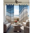 thumbnail image 6 of Blue Brown Blackout Curtains for Bedroom Living Room Darkening Curtains 84 Inch Length 2 Panels Set Gradient Geometric White Water Stripes Modern Window Curtain Window Treatment Drapes 52"x84", 6 of 9
