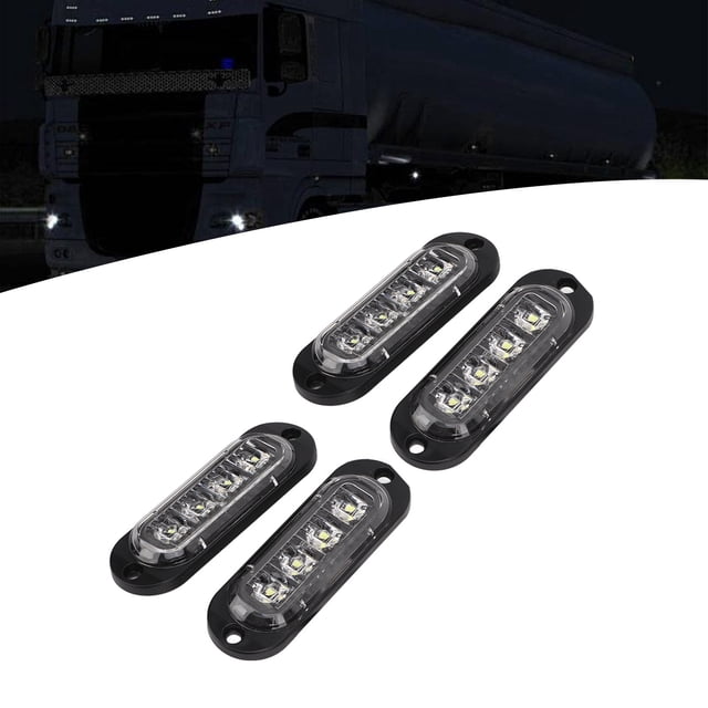 Truck Side Marker Lights 4Pcs High Brightness 3000K IP65 LED Emergency Flash Light Easy Installation for Cars Trucks Trailers ABS PC Material